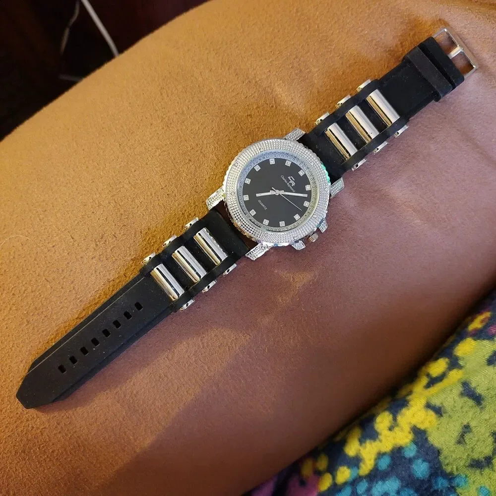 Charles Raymond Iced Oversized Hip Hop Bullet Silicone Band Men's Watch GJM-SS
